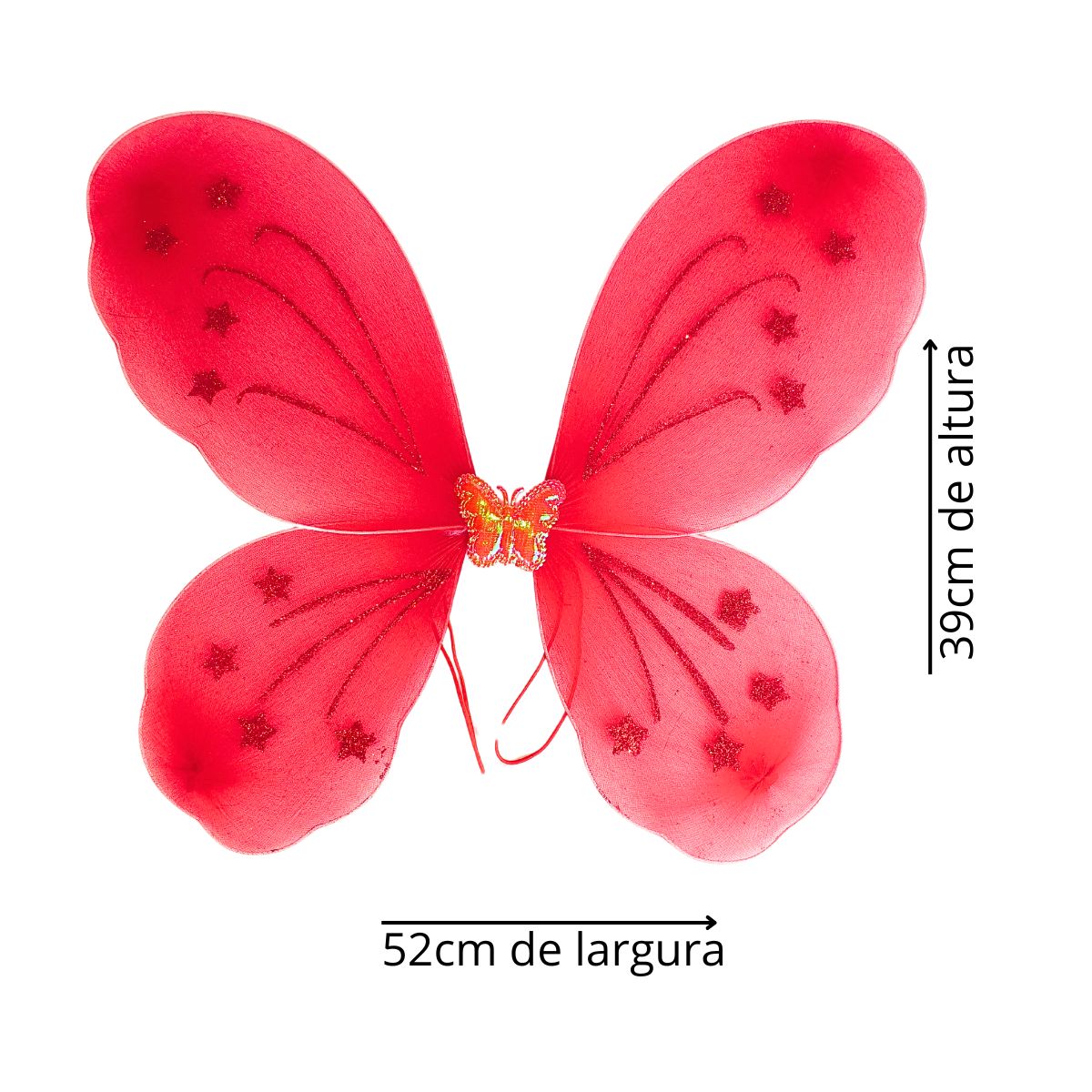 Kit Asa de Borboleta Acessórios Fantasia Carnaval Vermelho Kit Asa de Borboleta Acessórios Fantasia Carnaval Vermelho